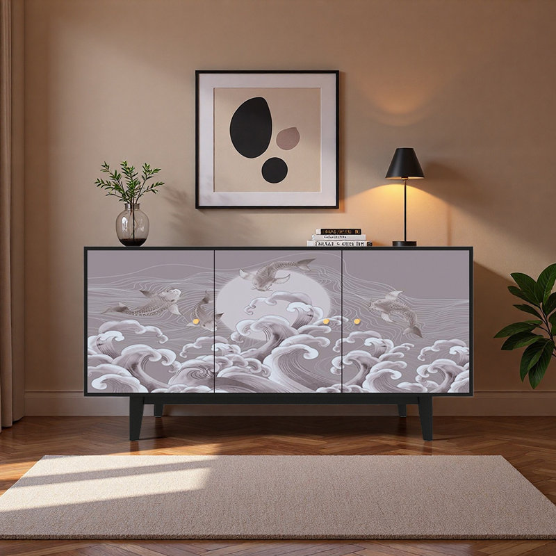 Chinese-style retro luxury sideboard, Black