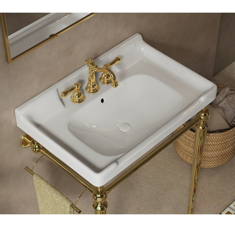 Plateau de meuble-lavabo 28 po avec lavabo intégré en céramique Dean, 28", White