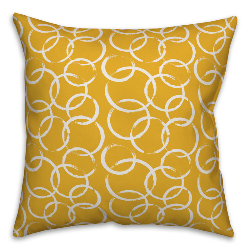 Geometric Throw Pillow, 16" x 16", Yellow/White