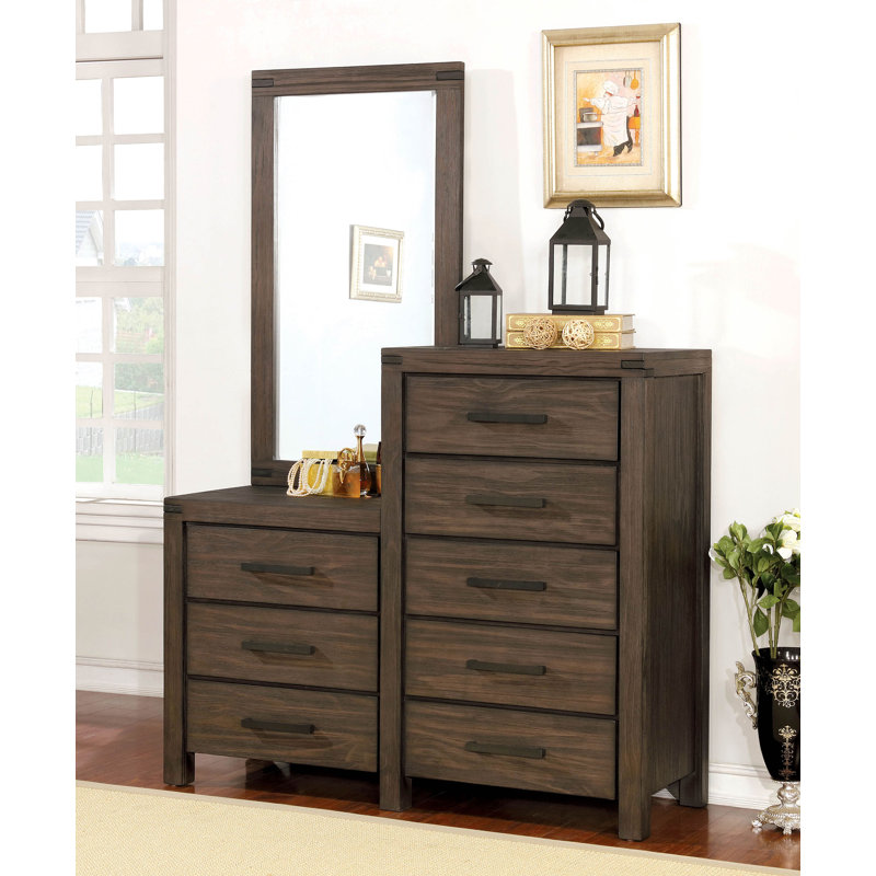 Commode double 5 tiroirs avec miroir Marylu