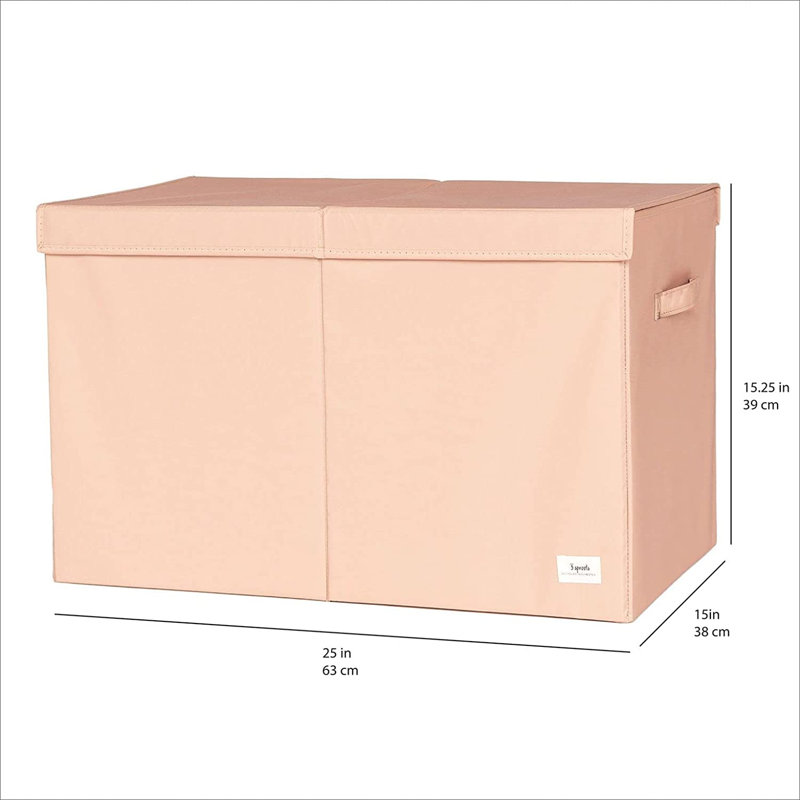 Clay Recycled Fabric Folding Storage Chest with Lid and Handles