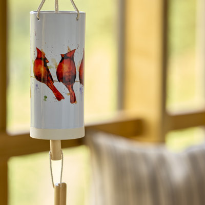 Cardinals On A Wire Windchime - 3X7in