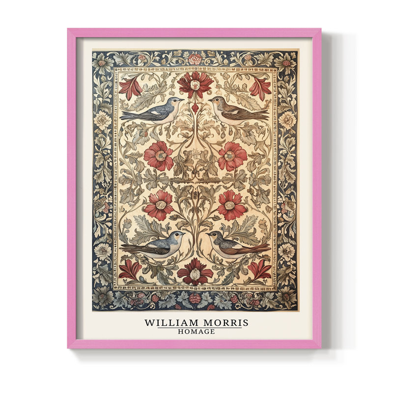 WM MORRIS Series CCCXCI Framed Print - Solid Wood, H 15 po x l 12 po, Rose