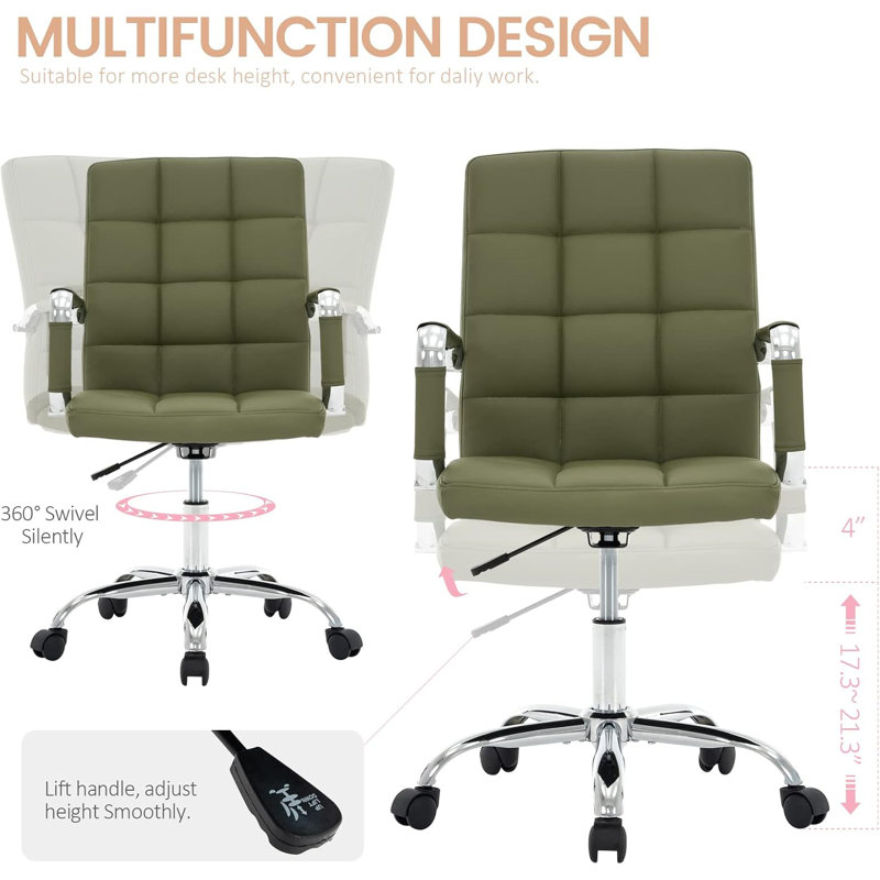 Chaise de bureau ergonomique Aime, Vert