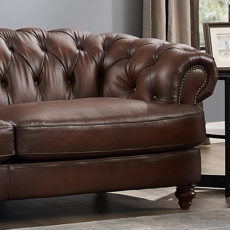 Causeuse Chesterfield Edlizi, Brun caramel