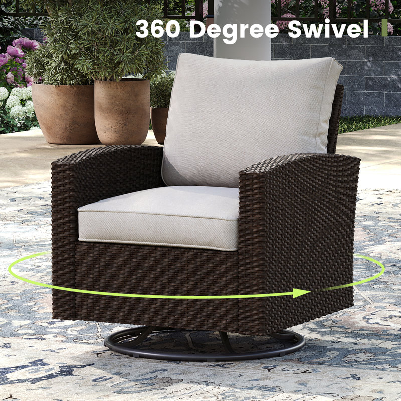 Outdoor Rattan Swivel Chair, Beige