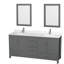 Meuble-lavabo double 72 po avec plateau en quartz et miroirs 24 po Sheffield-100481440-100500547