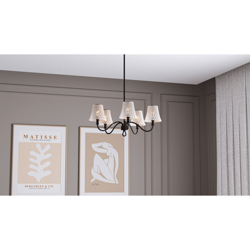 Amedio Linear Chandelier, 5 Lights, 11.5" H x 29.5" W x 29.5" D, Matte Black