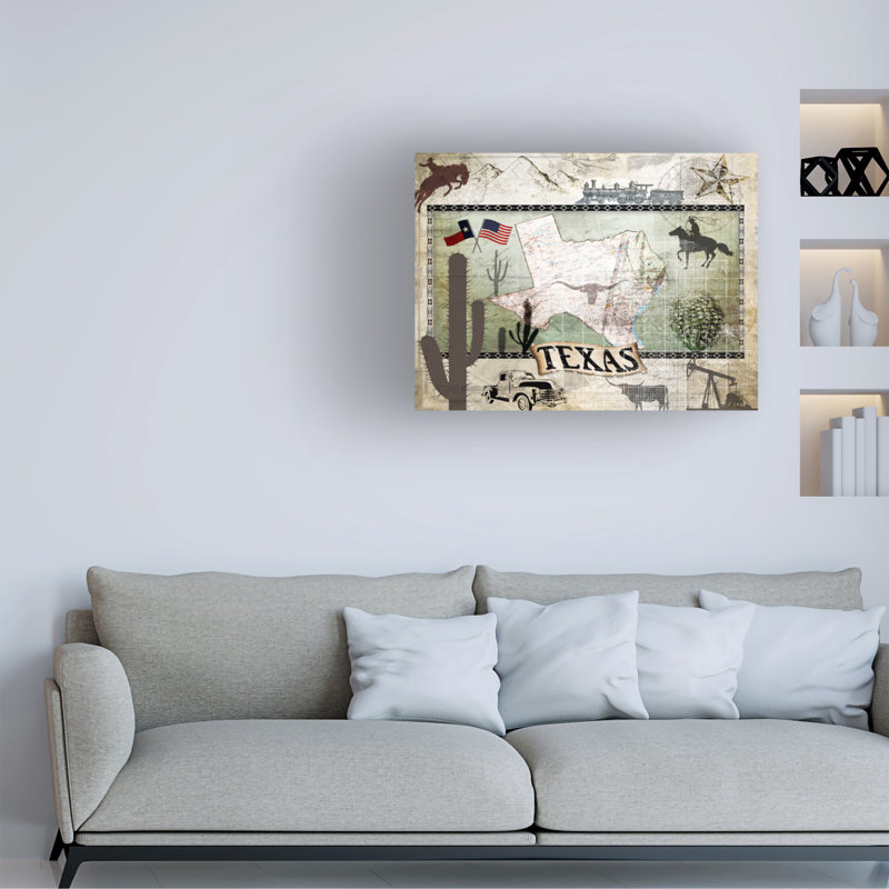 Lightboxournal, art rétro sur toile «Texas», H 14 po x l 19 po x P 2 po