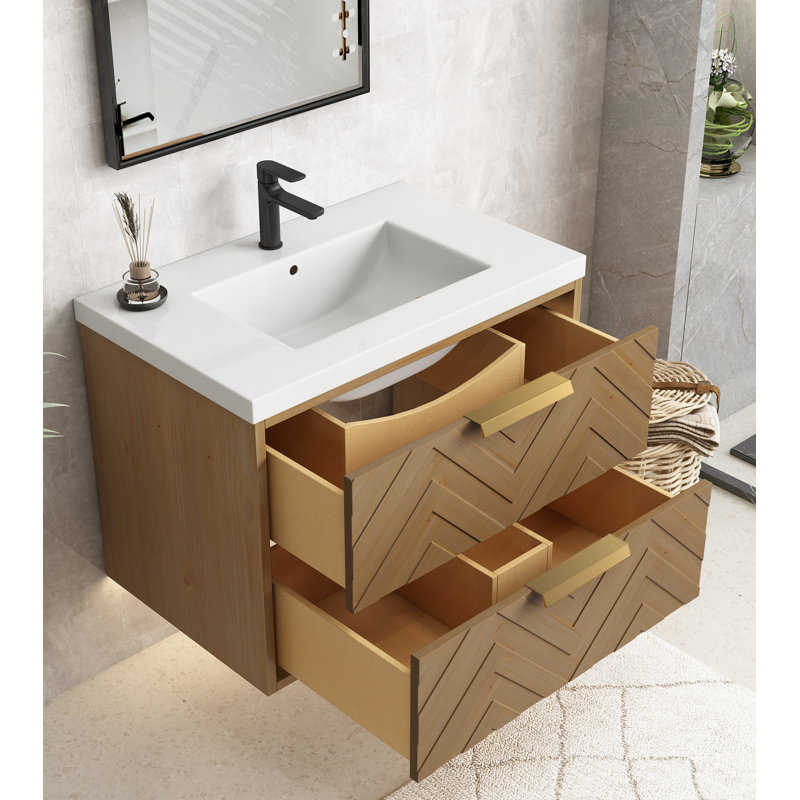 Meuble-lavabo flottant avec lavabo simple blanc Maxbano