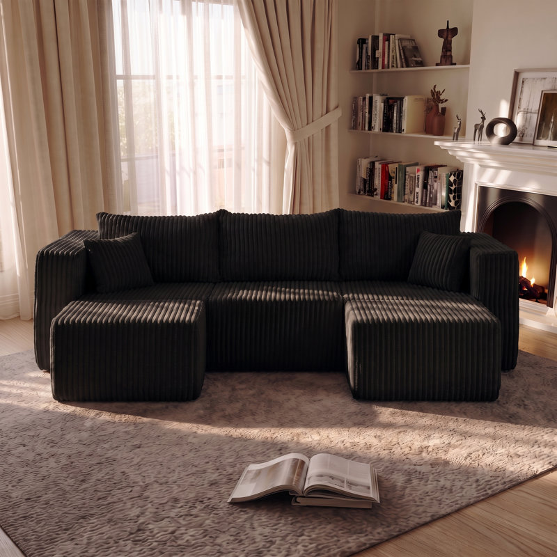 Canapé modulaire compact, moderne et minimaliste, canapé compact sans assemblage pour petits espaces de vie, Noir