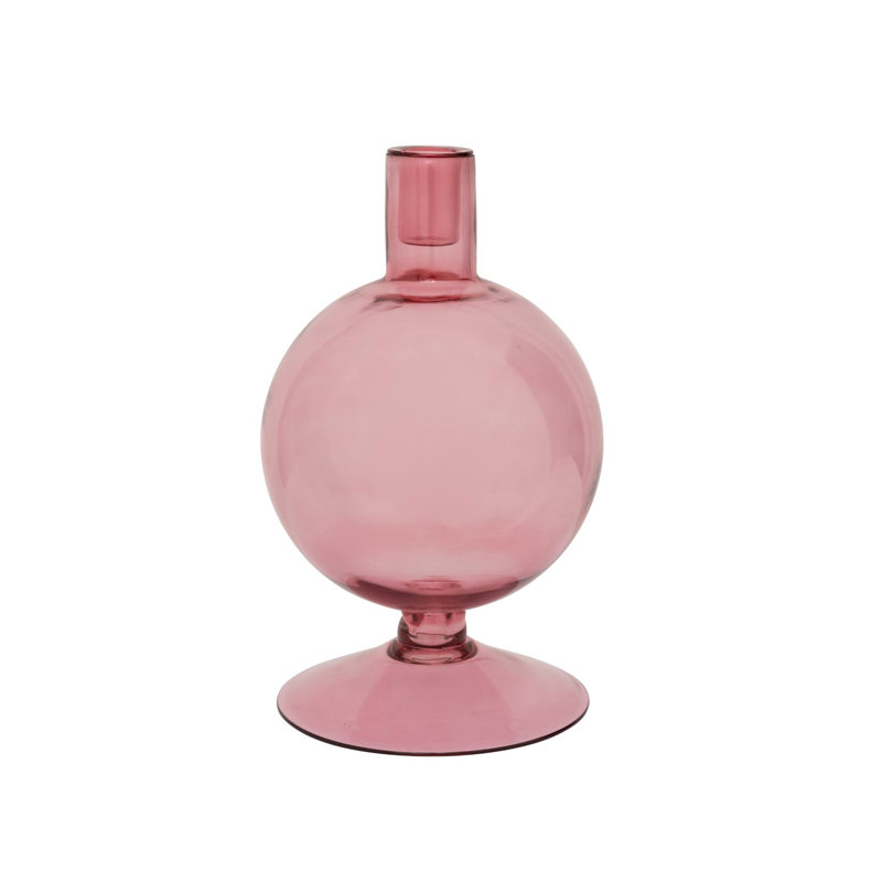 Bougeoir de table en verre 9,84 po Geri, Rose