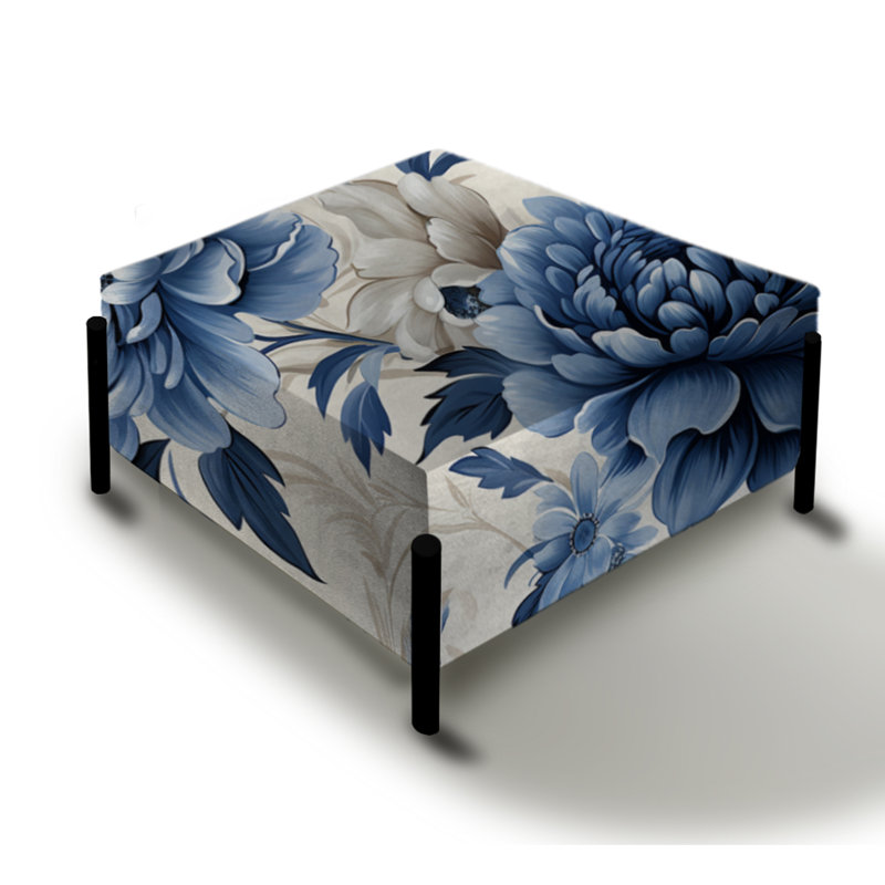 Coastal Tranquility Victorian Pattern - Floral Large Square Ottoman