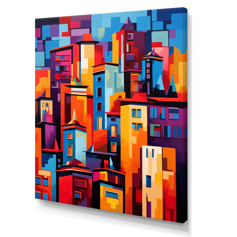 «Colorful 0 City Madrid Popart I», reproduction d'art sur toile, H 32 po x l 24 po x P 1 po, Toile tendue