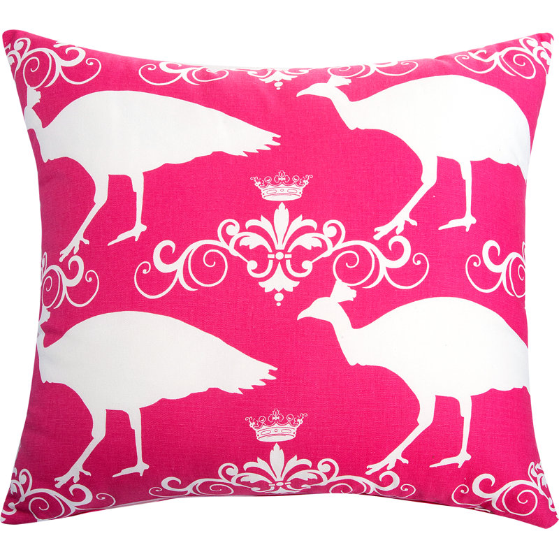 Peacock Cotton Reversible Throw Pillow, Candy Pink