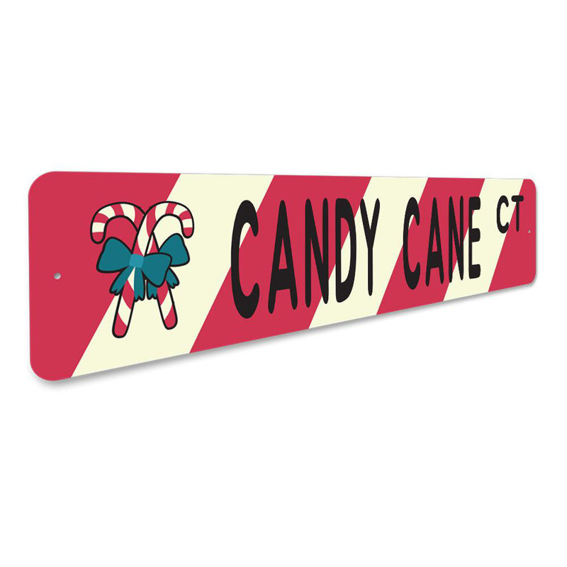 Plaque en aluminium Candy Cane Street, H 4 po x l 18 po x P 0,04 po