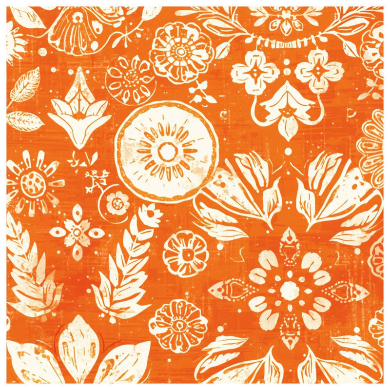 Couvertures à motif floral orange, 60 po L x 80 po H