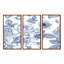 Fleurs blanches blanches rétro sur bleu classique II - ensemble de 3 reproductions d'art encadrées sur toile-675079220-718807748