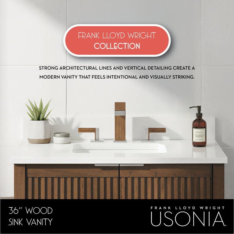 Through Lines 36" Single Bathroom Vanity, Brown
