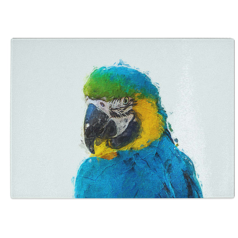 Glass Macaw Parrot Chopping Board, 39 cm W x 28.5 cm L