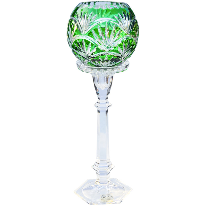 Porte-bougie en cristal taillé à la main Mid Mid Century Century