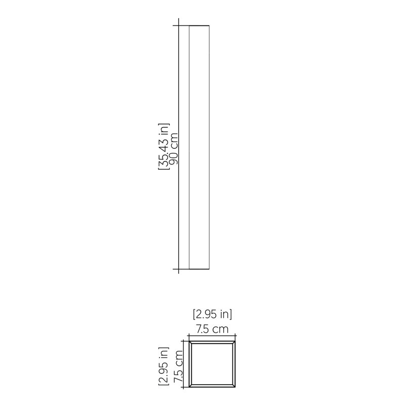Linea 1 - Light LED Flush Mounted Sconce, Imbuia, 35.43" H x 2.95" W x 2.95" D