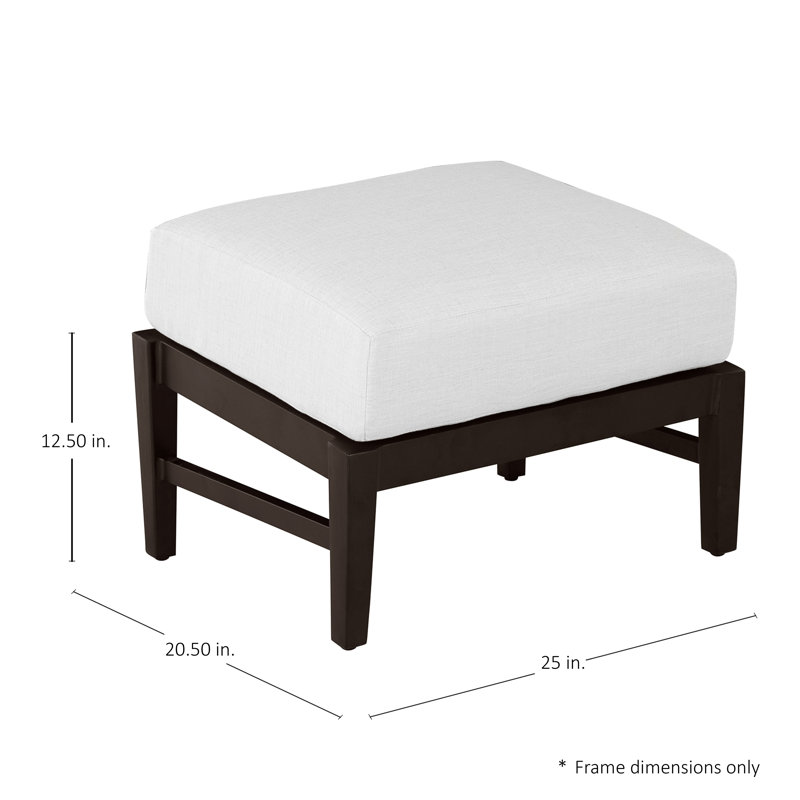 Repose-pieds d'extérieur en aluminium forgé Croquet, Welt + Standard Fill, Frond Chambray, Mahogany
