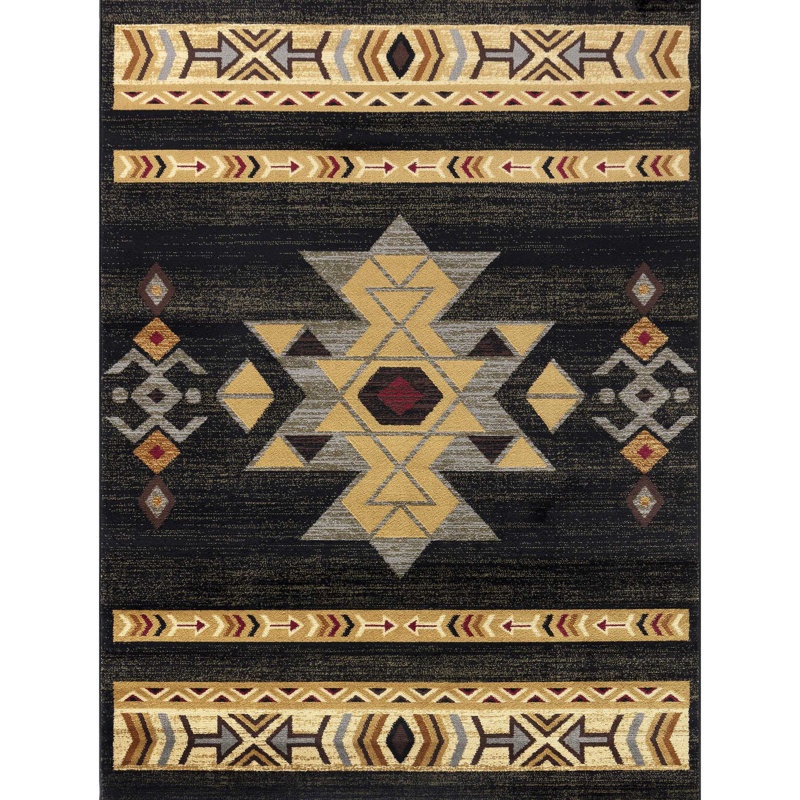 Southwest Area Rug, Rectangle 7'10" x 10'3", Black