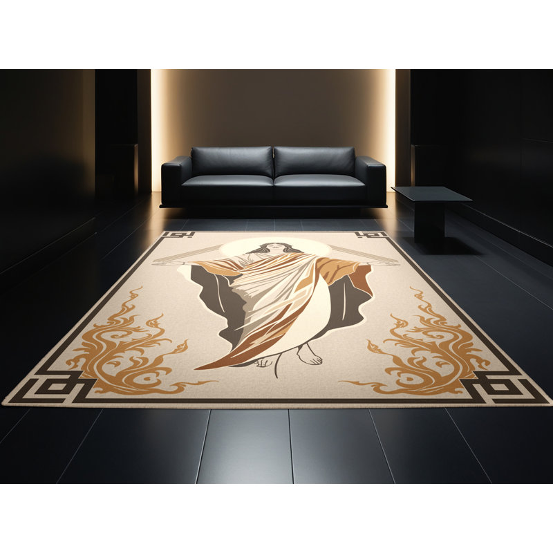 Tapis beige moelleux moelleux de style campagnard campagnard Faune Hestia, 4 x 6