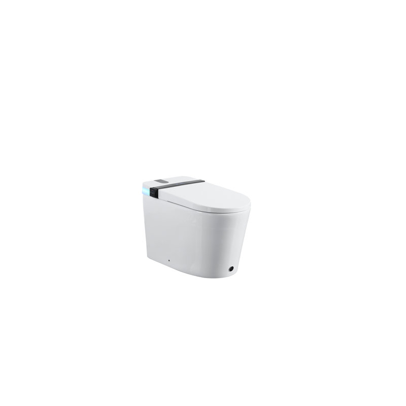 Smart Toilet In White Modern Ceramic Design For Bathroom, Equipped With Built - Bidet, Auto Open/Close Seat, Foot Sensor, And Warm Water System 27.25 Depth, 16.33 Width, 17.55 Height, 86.77 Lb Weight