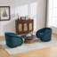 Fauteuil moelleux en velours doux pivotant à 360 degrés avec base en bois d'hévéa massif, tapis antidérapants et installation rapide, pour un espace de vie principal