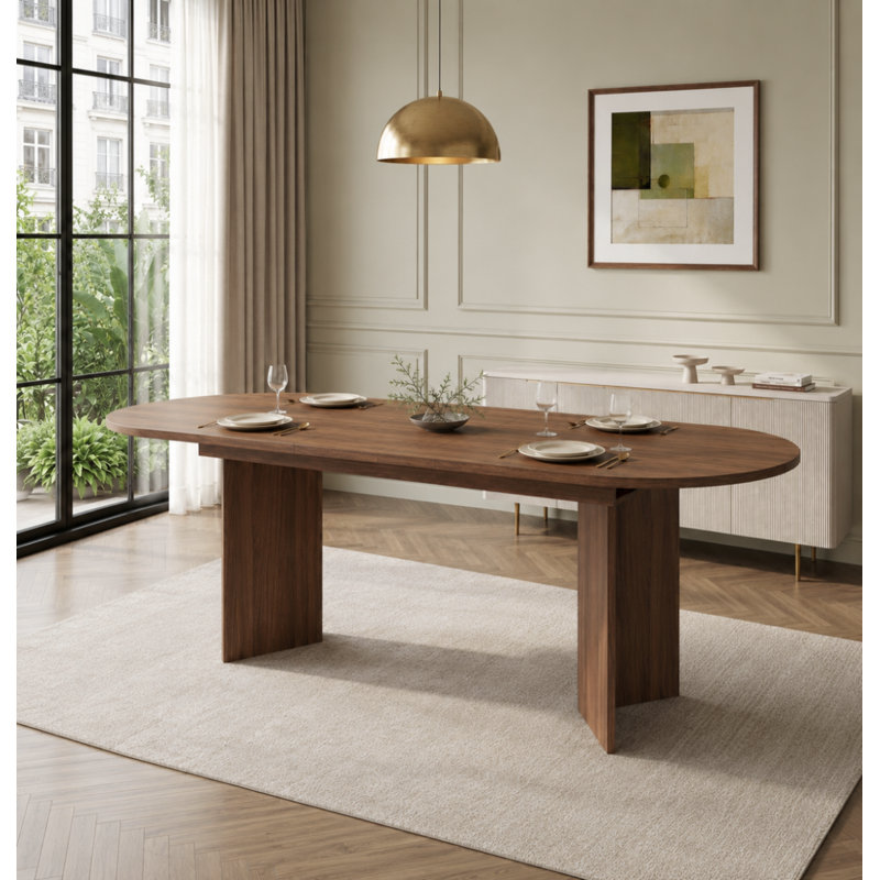 Extendable dining table 120–160cm oval walnut, Walnut