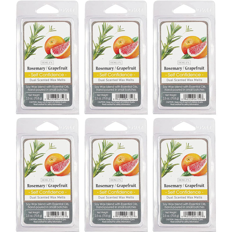 Hosley Set of 6 Rosemary Grapefruit Scented Wax Cubes/Melts - 2.5 oz Each. Hand Poured Wax Infused with Essential Oils. Bulk Buy. Ideal for Weddings, Spa, Reiki, Meditation Settings