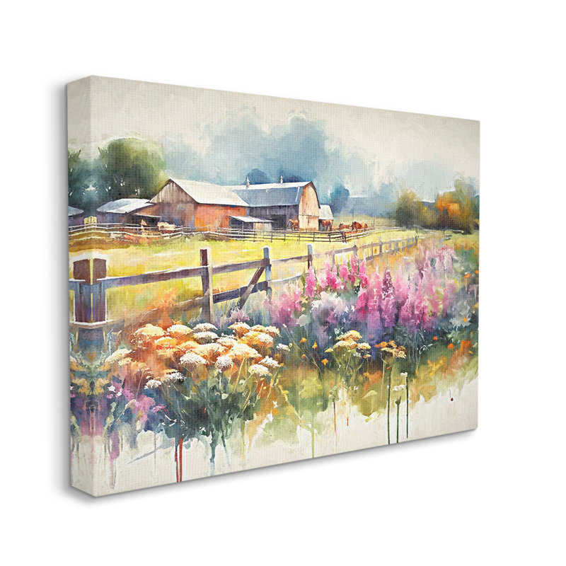 Peinture champêtre moderne par Ramona Murdock, H 30 po x l 40 po x P 1,5 po