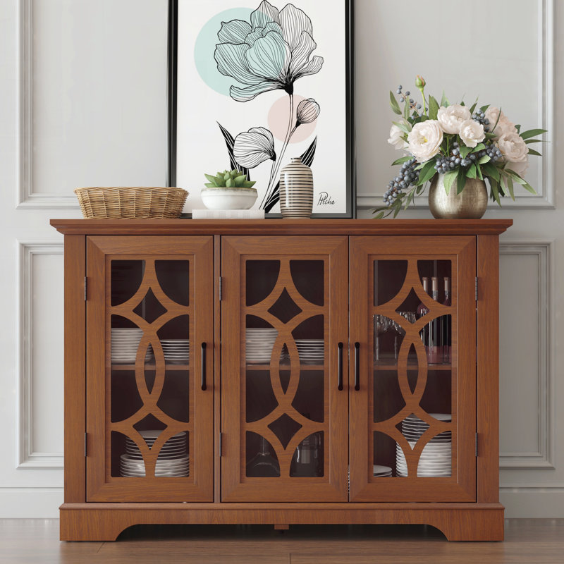 Armoire de rangement pour le salon, Walnut, 34.06" H x 48.66" W x 15.55" D