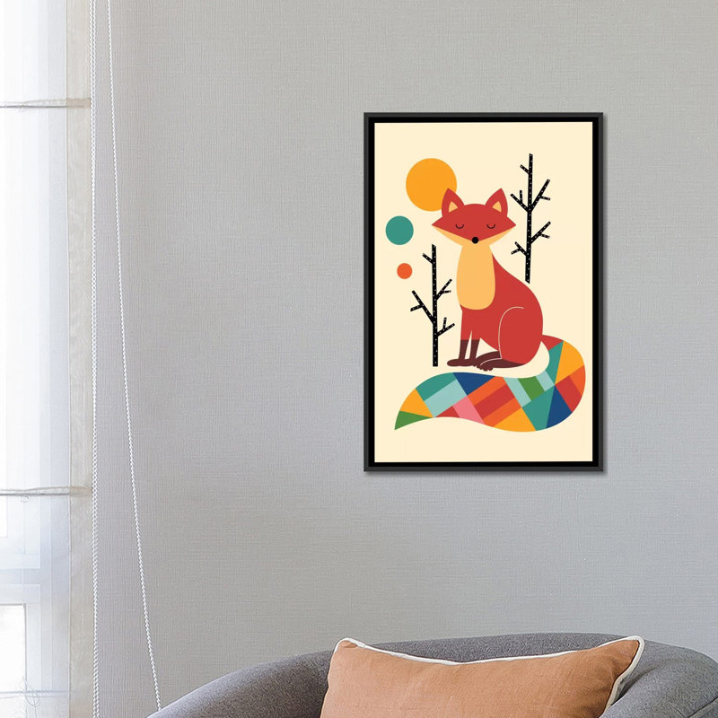 « arc-en-ciel »-impression sur toile tendue, H 26 po x l 18 po x P 1,5 po, Toile avec cadre noir, Pas de tapis