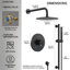 Système de douche à pluie 10 "à pression équilibrée avec douche à main réglable à glissière et valve brute-107557319