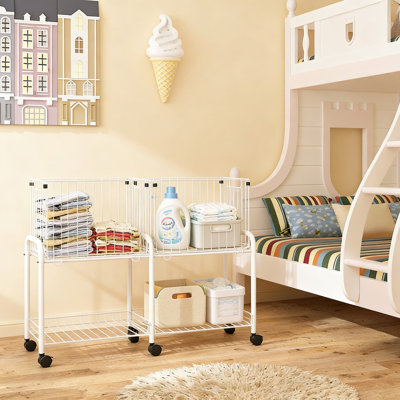 Large Rolling Laundry Cart With Wheels And Brakes, 76L Laundry Hamper Sorter With Removable Baskets, Heavy-Duty Metal Storage Trolley For Bedroom, Bathroom, And Laundry Room Organization