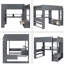 Lit mezzanine simple en bois avec bureau, tablettes multiples, DEL et station de charge-1502442424