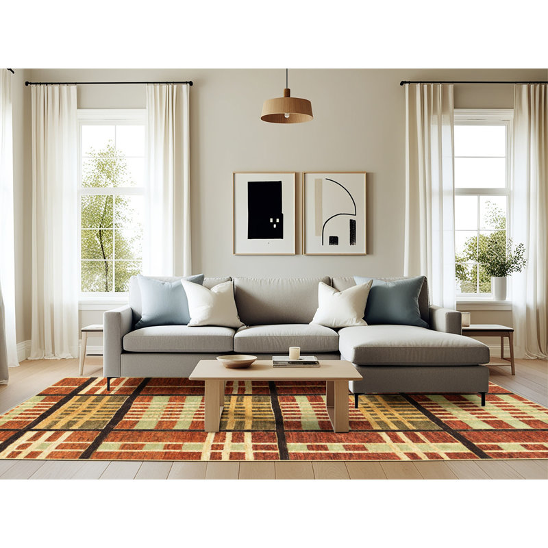 Wool Abstract Indoor Rug, Rectangle 6' x 9'