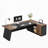 78.7" L-Shaped Executive Desk with File Cabinet and Drawers-1104535993
