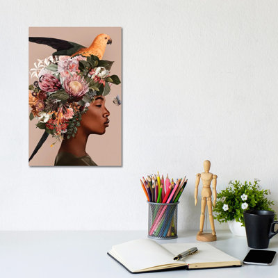 Femme et fleurs IV - Giclée sur toile tendue avec châssis