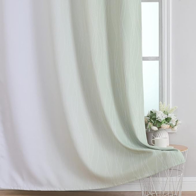 Rideaux occultant vert foncé et blanc-gris Estelar Textiler