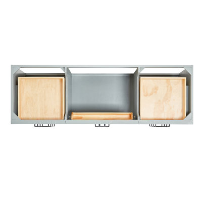 Meuble-lavabo simple en bois massif Jameal avec plateau en marbre de Carrare 0,75 po