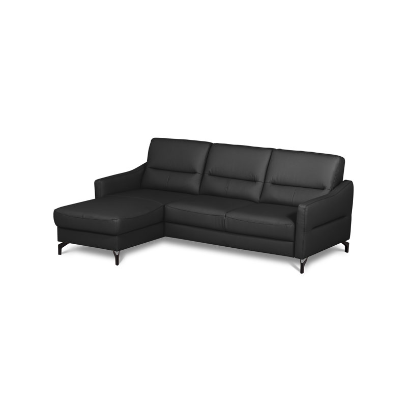 Falkirk Leather Corner Sofabed, Left Hand Facing, Black