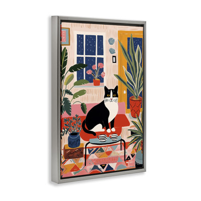 Toile flottante éclectique avec chat doré par Roozbeh Bahramali