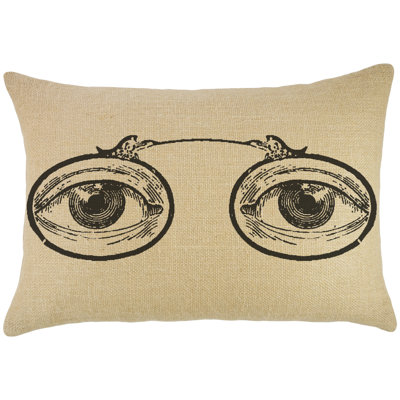 Eye Glasses Burlap Lumbar Pillow