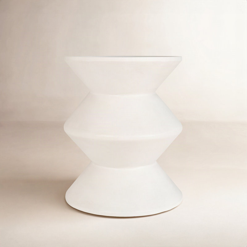 Isiah Concrete Inverted Side Table, White
