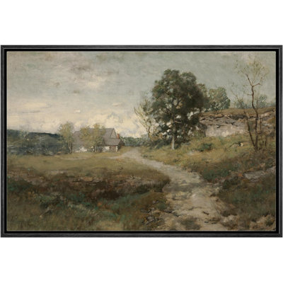Rustic Countryside "Country Village Rural Landscape Nature Farmhouse Framed Canvas Print Wall Art