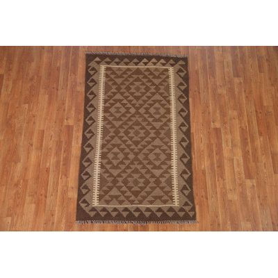 Brown Reversible Kilim Oriental Area Rug 3x5